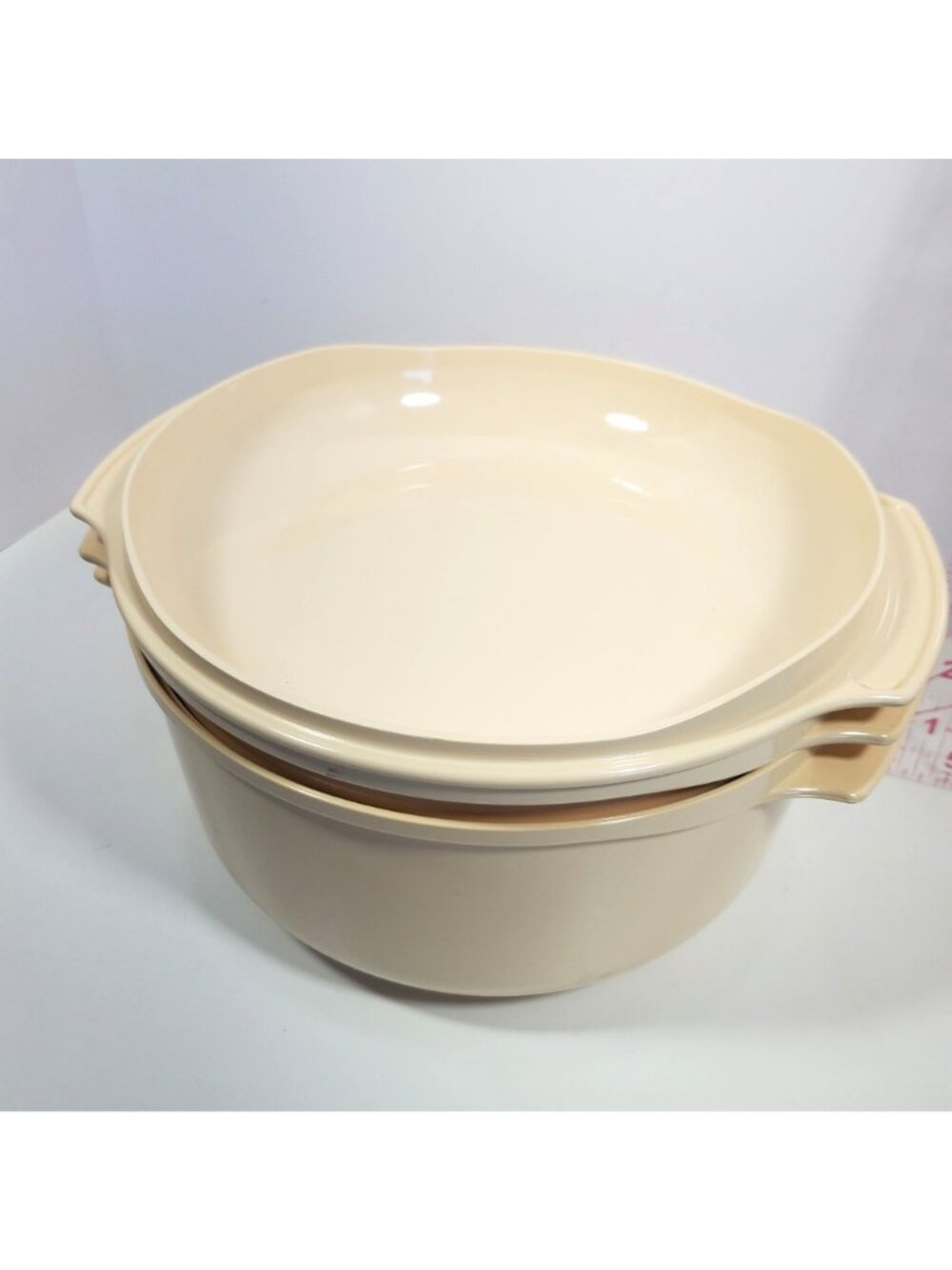 Tupperware Stack Cooker Almond Beige 3, 1 3/4, 1 Quart Lot Barely Used w Manual - Picture 11 of 13